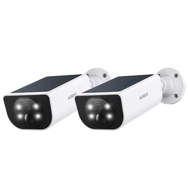 Security Cameras Wireless Outdoor-2.4Ghz WiFi Home Security Cameras with built-in Solar Panel, 2K Color Night Vision, Cloud Storage (optional), PIR Detection, Waterproof, Works with Alexa, S1 2P