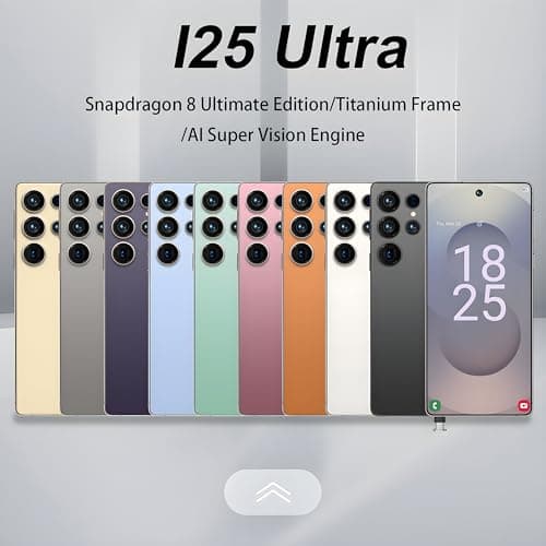 I25 Ultra 5G Unlocked Smartphone,6.8" HD Screen, 8GB+512GB,7000mAh Battery., 108MP+48MP Dual Camera, Android 14, Dual SIM/5G/Face ID/Fingerprint Lock/GPS (Gold)
