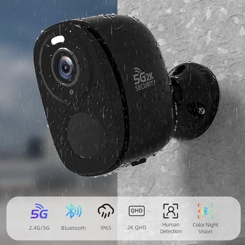 Rraycom 4Pack 5G/2.4G Security Cameras Wireless Outdoor,2K Battery Powered AI Motion Detection Siren Alarm WiFi Home Indoor Camera, Color Night Vision, 2-Way Talk, Waterproof, Works w/Alexa, Cloud/SD