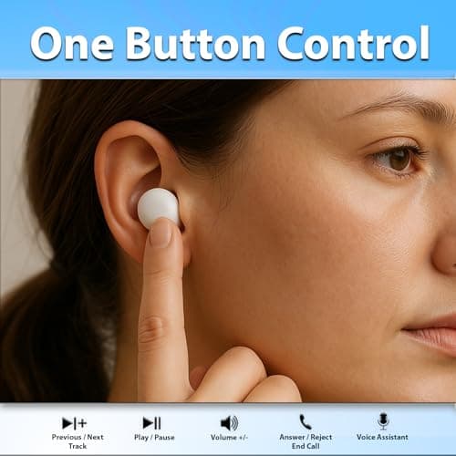 Invisible Mini Wireless Earbuds – Work, School & Travel Bluetooth with 5.2, 25H Battery, Deep Bass, Touch Controls, Sweatproof Mini in-Ear Headphones
