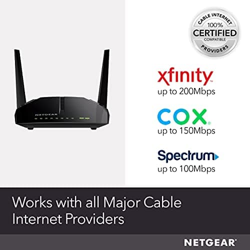 NETGEAR Cable Modem WiFi Router Combo C6220 - Compatible With All Cable Providers Including Xfinity by Comcast, Spectrum, Cox | For Cable Plans Up to 200 Mbps | AC1200 WiFi Speed | DOCSIS 3.0