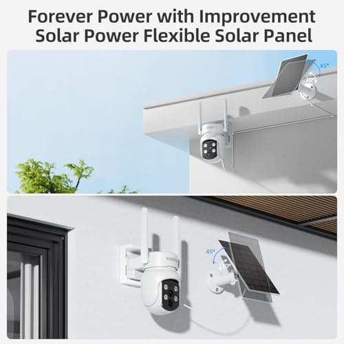 Solar Security Cameras Wireless Outdoor, 4MP Solar Powered, 4 Cam kit, Color Night Vision, 360° PTZ, 500G HDD Local Recording, No Monthly Fees