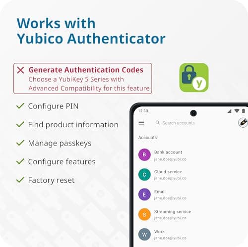 Yubico - Security Key NFC - Basic Compatibility - Multi-factor authentication (MFA) Security Key, Connect via USB-A or NFC, FIDO Certified