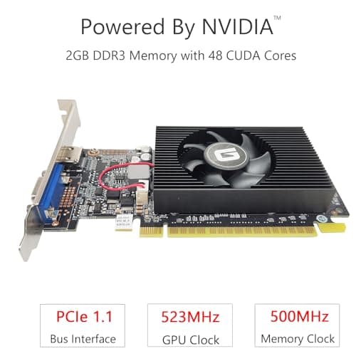 GeForce GT 610 2G DDR3 Low Profile Graphics Card, PCI Express 1.1 x16, HDMI/VGA, Entry Level GPU for PC, SFF and HTPC, Compatible with Win11