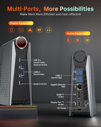 ACEMAGICIAN S3A Mini PC, AMD Ryzen 9 6900HX(up to 4.9 GHz), 32GB DDR4 1TB NVME SSD Mini Tower PC, AMD Radeon 680M Mini Desktop Computer Support BT5.2/RGB Lights/HDMI/Type-C/Wifi6