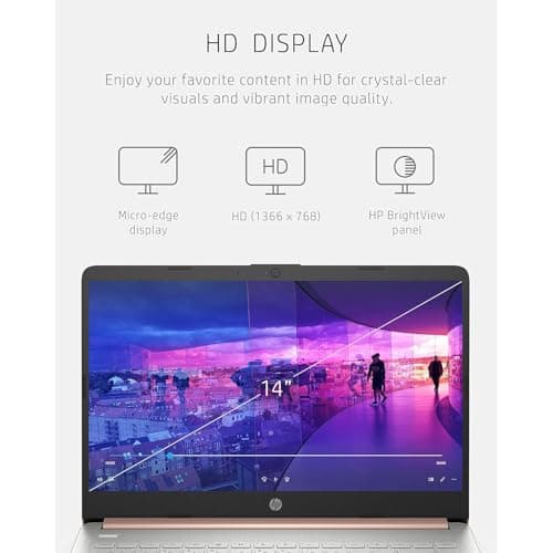 HP 14" HD Laptop | Back to School Limited Edition with 1 Year Microsoft 365 | Intel Quad-Core Processor | Long Battery Life | w/WOWPC Bundle | Windows 11 (Pink, 8GB RAM | 576GB Storage)