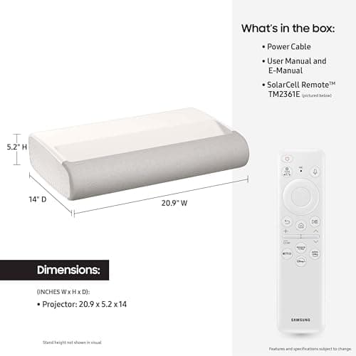 SAMSUNG 120-Inch Class LPU7D Series The Premiere Ultra Short Throw 4K AI Smart TV Laser Projector for Home Theater w/ Gaming Hub, Vision Boost, Powerful Sound, Alexa Built-In, SP-LPU7DSA, 2024