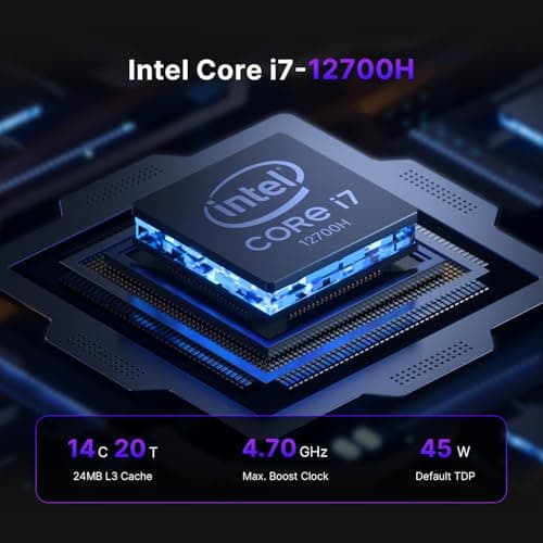 P2 Mini PC with Thunderbolt 4, Intel i7 Desktop Computers 12700H (14 Cores/20 Threads, up to 4.7GHz) 32GB DDR5 RAM, 512GB NVMe SSD, Triple Display, WiFi 6E, BT 5.2 for Home & Office