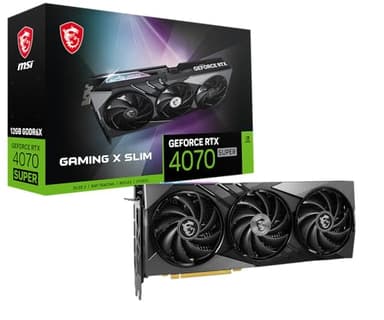 MSI Gaming RTX 4070 Super 12G Gaming X Slim Graphics Card (NVIDIA RTX 4070 Super, 192-Bit, Extreme Clock: 2655 MHz, 12GB GDRR6X 21 Gbps, HDMI/DP, Ada Lovelace Architecture)