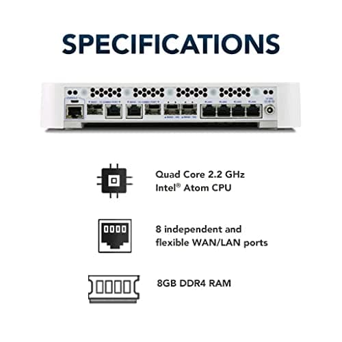 Netgate 6100 pfSense+ Security Gateway | Router, Firewall, VPN | Lifetime TAC Lite Support | 2x10 GbE SFP+ Ports | 2x1 Gbps Combo Port RJ45 Copper OR SFP Fiber | 4X 2.5 Gbps Ports
