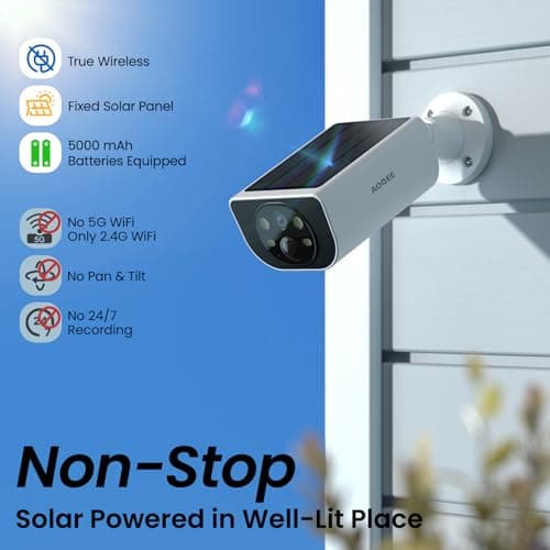Security Cameras Wireless Outdoor-2.4Ghz WiFi Home Security Cameras with built-in Solar Panel, 2K Color Night Vision, Cloud Storage (optional), PIR Detection, Waterproof, Works with Alexa, S1 2P