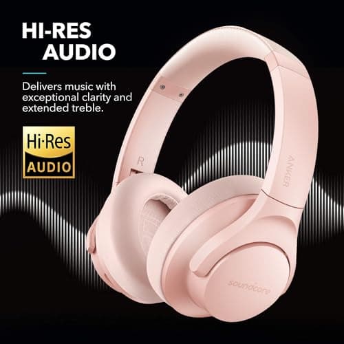 Soundcore Anker Life Q20 Hybrid Active Noise Cancelling Headphones, Wireless Over Ear Bluetooth Headphones, 60H Playtime, Hi-Res Audio, Deep Bass, Foam Ear Cups, Travel, Office, USB-C Charging