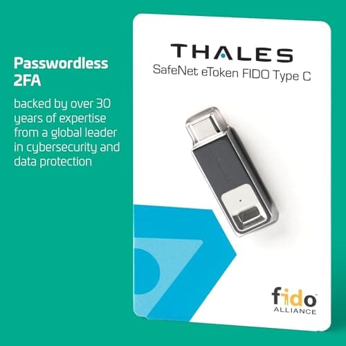 Thales - SafeNet eToken FIDO - FIDO2 Certified Security Key - Passwordless Phishing-Resistant Authentication for Web Apps, Devices & Desktops - USB-C