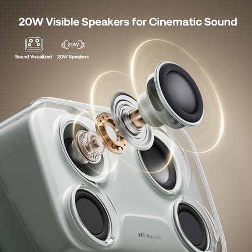 BOOM mini 4-in-1 Smart Projector Built-in Google TV, 10,000+ Apps, Real-Time Focus & Keystone, 20W Speakers DoIby Audio, 500 ANSI Lumens Outdoor Movie Projector with WiFi and Bluetooth, Green
