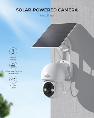 Hiseeu Solar Camera Wireless Outdoor, Home Security Camera System, 2.4G & 5G WiFi, Solar-Powered 4MP 4 Cam-Kit, Color Night Vision, 360° View, Pan & Tilt, 1TB HDD Local Recording, No Subscription