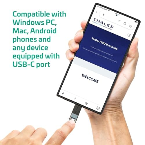 Thales - SafeNet eToken FIDO - FIDO2 Certified Security Key - Passwordless Phishing-Resistant Authentication for Web Apps, Devices & Desktops - USB-C