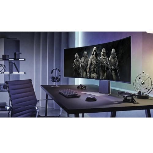 SAMSUNG Odyssey OLED G9 Curved Gaming Monitor - 49" Dual QHD (5120x1440) - 144Hz - 32:9-0.03ms GTG - HDR10+ Gaming - DisplayHDR True Black 400 - AMD FreeSync Premium Pro - Flicker Free w/ICP Hub