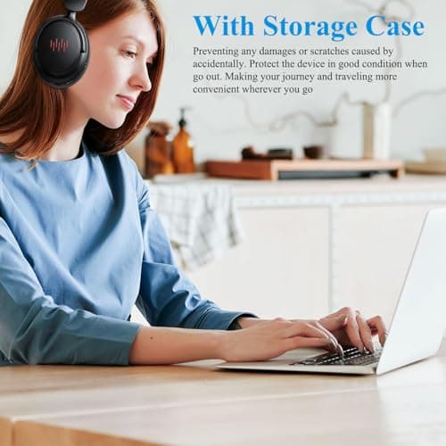 Active Noise Cancelling Headphones Wireless Bluetooth 5.4 Over-Ear ANC Headset for Students Gaming Online Classes Travel Airplane Hi-Res Sound Foldable for Samsung TV QLED iPhone 16 iPad Google Black