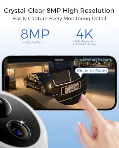 4K Security Cameras Wireless Outdoor, 2 Cam-Kit, 5G/2.4G WiFi Home Security Cameras System, 64GB Local Storage/No Subscription/Motion Tracking/Color Night Vision/360° View/IP66, Easy Setup