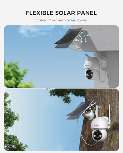 Hiseeu Solar Camera Wireless Outdoor, Home Security Camera System, 2.4G & 5G WiFi, Solar-Powered 4MP 4 Cam-Kit, Color Night Vision, 360° View, Pan & Tilt, 1TB HDD Local Recording, No Subscription