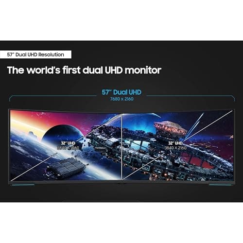 Samsung 57" Odyssey Neo G9 (G95NC) Series Dual 4K UHD 1000R Curved Gaming Monitor, 240Hz, 1ms with DisplayPort 2.1, Quantum Mini-LED, DisplayHDR 1000, AMD FreeSync Premium Pro, LS57CG952NNXZA