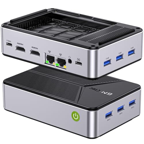GMKtec G9 Plus Mini PC NAS, Intel N150 Dual Boot 11 Pro Linux Desktop Computer 12GB DDR5 64GB EMMC + 1TB M.2 SSD, 4*M.2 NVMe Slots, Dual NIC 2.5GbE, USB-C 10Gbps, Network Attached Storage