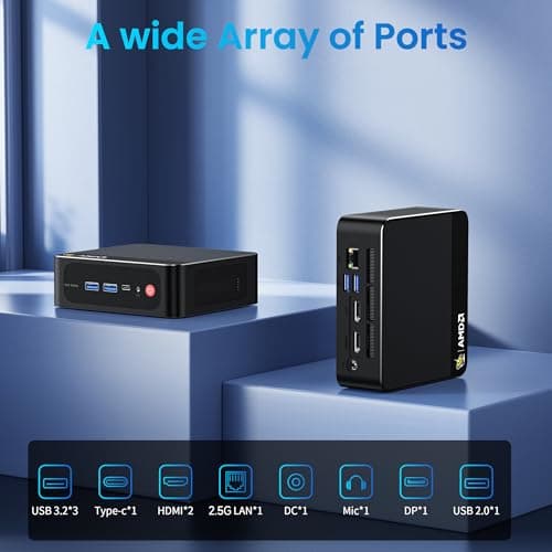 Beelink Mini PC AMD Ryzen 7 5825U Up to 4.5GHz 8C/16T, SER5 PRO Mini Computer with 32GB DDR4 RAM 1TB M.2 SSD, Support 2.5GLAN/4K Triple Screen Display(HDMI+DP+Type-C)/WiFi6/BT5.2/Home/Office