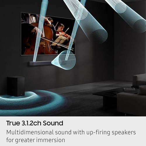 SAMSUNG Q-Series Soundbar HW Q600F 3.1.2 ch Subwoofer (2025 Model) SpaceFit Sound Pro, Q-Symphony, Adaptive Sound