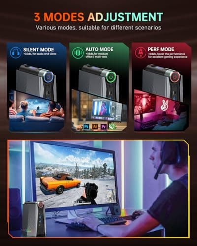 ACEMAGICIAN S3A Mini PC, AMD Ryzen 9 6900HX(up to 4.9 GHz), 32GB DDR4 1TB NVME SSD Mini Tower PC, AMD Radeon 680M Mini Desktop Computer Support BT5.2/RGB Lights/HDMI/Type-C/Wifi6