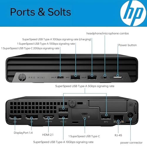 HP Pro Mini 400 G9 Business Mini Desktop Computer, Intel 6-Core i5-12500T (Beat i7-11700T), 16GB DDR4 RAM, 512GB PCIe SSD, WiFi 6, Bluetooth, 2 Type-C, HDMI, 2 DisplayPort, Windows 11 Pro, Vent-Hear