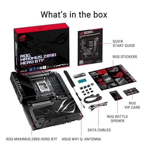 ASUS ROG MAXIMUS Z890 HERO BTF Z890 LGA 1851 ATX motherboard, hidden-connector design, Advanced AI PC Ready, 22+1+2+2 stages, DDR5, WiFi 7, 2.5G LAN, 6x M.2, PCIe 5.0, Thunderbolt 4, USB Type-C, AI OC