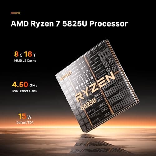 P4 Mini PC Desktop Computers, AMD Ryzen 7 5825U (up to 4.5GHz), 32GB DDR4, 1TB PCIe SSD, Dual LAN 2.5G & Wi-Fi 6E & BT5.2, 4K Triple Display, Compact Silent PC for Gaming, Office, Design