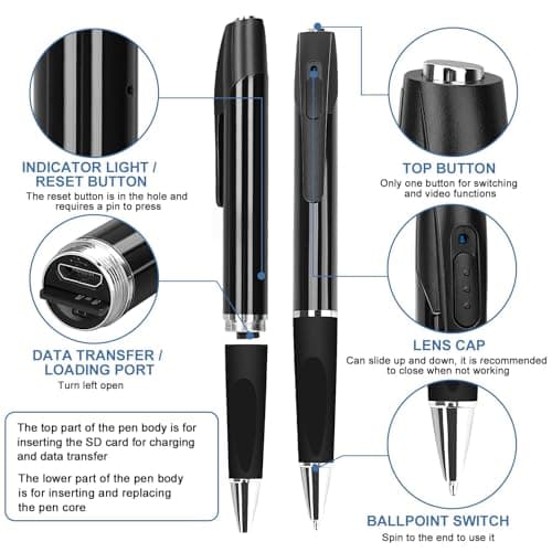 1080P Hidden Camera,Digital Recorder,Mini Camera Pen, Suitable for Recording Important Moments,Such as Meetings, Work, Business. Small Security Camera[Upgraded 2025]