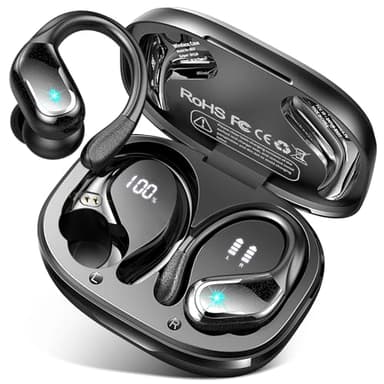 Wireless Earbud, 75Hrs Bluetooth 5.4 Headphones IP7 Waterproof for Sport, Running Wireless Earphones with ENC Noise Cancelling Mics, Deep Bass Over Ear bud with Earhooks for Android, iOS, Workout, Gym