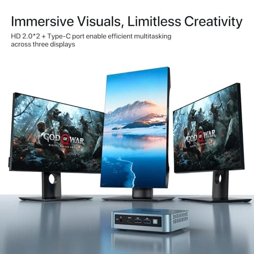 PELADN Mini PC, N95(up to 3.4GHz),16GB DDR4/512GB SSD,Type-C/Dual HD,Mini Desktop Computer,4K/60Hz Triple-Display USB3.0/WiFi 5/BT4.2 Mini Computers for Home Business