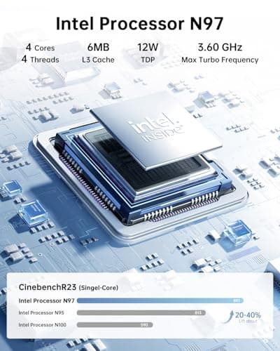 KAMRUI Essenx E2 Mini PC, 16GB RAM 1TB SSD Mini Computers,12th Alder Lake N97 (Beat N150, up to 3.6GHz) Micro PC, HDMI+DP1.4 Dual 4K UHD Small PC,Gigabit Ethernet,WiFi,BT,Home/Office Mini Desktop pc