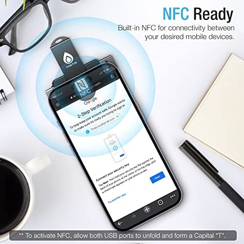 Thetis Pro FIDO2 Security Key, Two Factor Authentication NFC Security Key FIDO 2.0, Dual USB A Ports & Type C for Multi layered Protection (HOTP) in Windows/MacOS/Linux, Gmail, Facebook,Dropbox,Github
