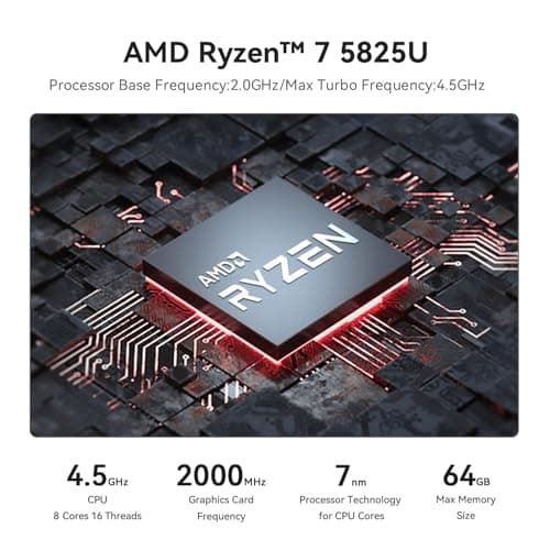 Beelink SER5 Pro Mini PC, AMD Ryzen 7 5825U(7nm, 8C/16T) up to 4.5GHz, Mini Computer 16GB DDR4 RAM 500GB NVME SSD, Micro PC 4K@60Hz Triple Display, Mini Gaming Computer WiFi6/BT5.2/HTPC
