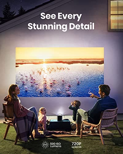 NEBULA by Anker Mars II Pro 500 ANSI Lumen Portable Projector, Native 720P, 40-100 Inch Image TV Projector, Movie Projector with WiFi and Bluetooth, 3Hr Video Playtime, Watch Anywhere