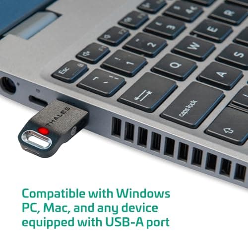Thales - SafeNet eToken FIDO - FIDO2 Certified Security Key - Passwordless Phishing-Resistant Authentication for Web Apps, Devices & Desktops - USB-A
