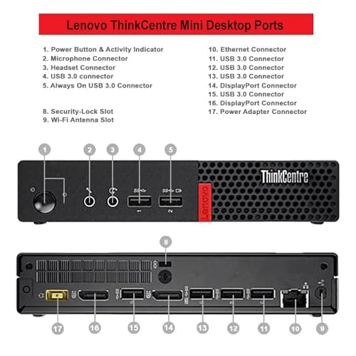 Lenovo ThinkCentre Mini Desktop Computer| AMD Dual-Core Processor| Dual-Display Support| Wi-Fi, Bluetooth, USB, RJ-45| Windows 11 Pro| for All-Around Use (Dpi Only, 16GB RAM | 256GB SSD)