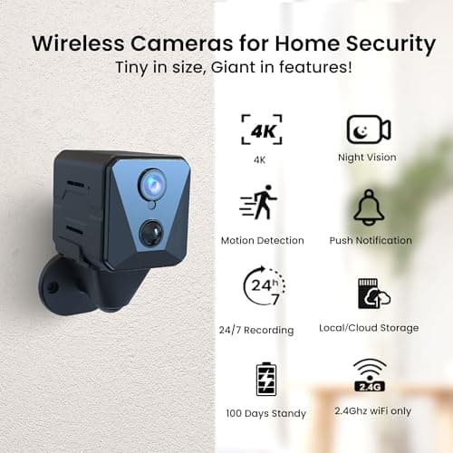 2025 Upgraded Security Camera, 4K HD Mini Nanny Cam for Home with Night Vision, WiFi Indoor Camera, 100 Days Long Battery Life, Motion Detection, Remote Viewing, Wireless Surveillance Cam