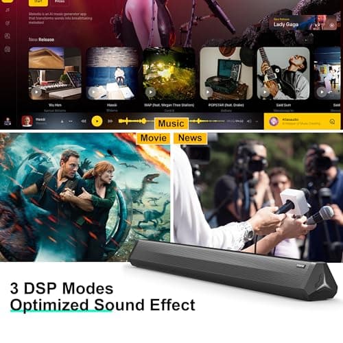 Passau Sound Bar 35 Inch Soundbar for Smart TV Speaker with LED Display, Bluetooth 5.3, Opt/USB/AUX Connectivity, 3 DSP Mode 60W Soundbar for Home Theater Audio PC Gaming Projector -35 Inch