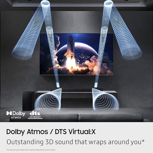 SAMSUNG Q-Series Soundbar HW Q600F 3.1.2 ch Subwoofer (2025 Model) SpaceFit Sound Pro, Q-Symphony, Adaptive Sound
