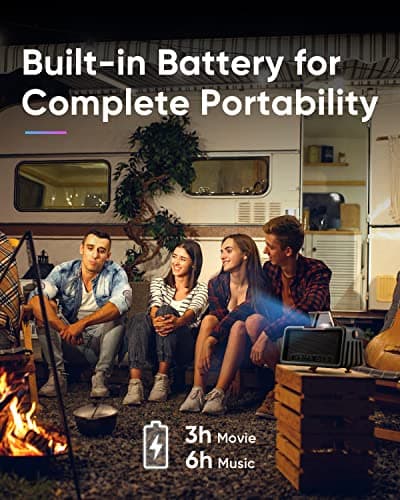 NOMVDIC X300 Outdoor Projector, Battery Powered Projector, Portable Projector with WiFi and Bluetooth, 16W Harman Kardon Speakers, 110" Screen, 1080P, Movie Projector for Outdoor Use