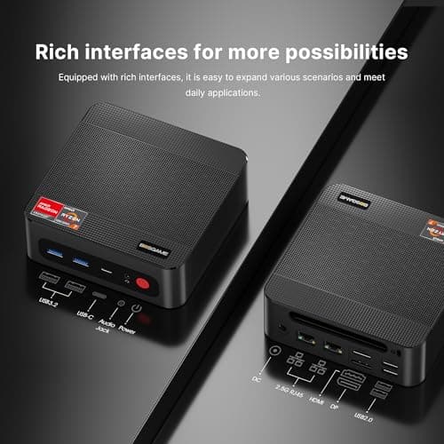 P4 Light Gaming Mini PC Ryzen 7 5700U 32GB RAM 1TB SSD 11 Pro Triple 4K 60HZ Displays Desktop Computers, Support PS3 Emulator Micro PC, HDMI+DP+Type-C, WiFi 6E, BT5.2, Dual 2.5GbE LAN