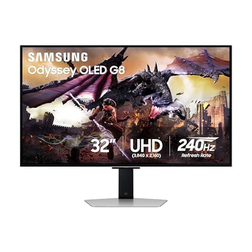 Samsung 32DG8 32 Inch Odyssey G80SD 4k UHD Smart Gaming Monitor with 6 Year Amber Protection Plan (2024)