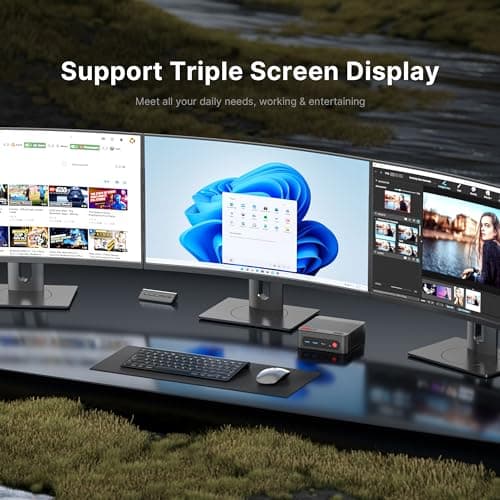 P4 Light Gaming Mini PC Ryzen 7 5700U 32GB RAM 1TB SSD 11 Pro Triple 4K 60HZ Displays Desktop Computers, Support PS3 Emulator Micro PC, HDMI+DP+Type-C, WiFi 6E, BT5.2, Dual 2.5GbE LAN
