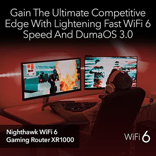 NETGEAR Nighthawk Pro Gaming 6-Stream WiFi 6 Router (XR1000) - Security Features, AX5400 Wireless Speed (up to 5.4Gbps), DumaOS 3.0 Optimizes Lag-free Server Connections, 4 x 1G Ethernet ports