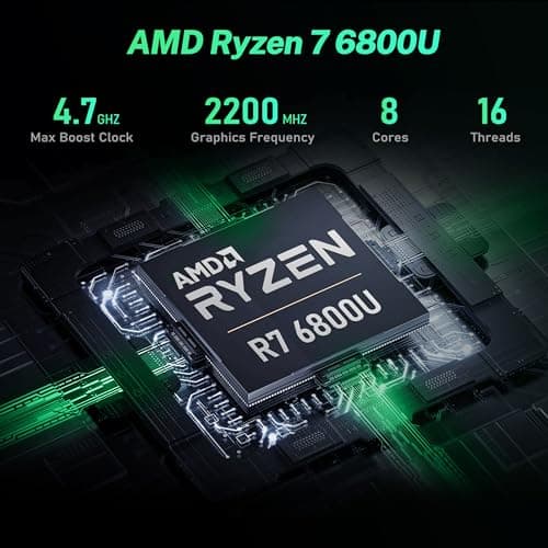 Beelink Mini PC, AMD Ryzen 7 6800U(up to 4.7GHz), 32GB LPDDR5 1TB PCIe4.0, Radeon 680M Graphics Triple 4K Display, Wi-Fi 6/BT5.2, Office Mini Desktop Computer